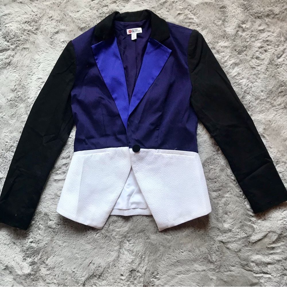 Corpcore Peter Pilotto flattering fitted 90s blazer indigo blue xs
